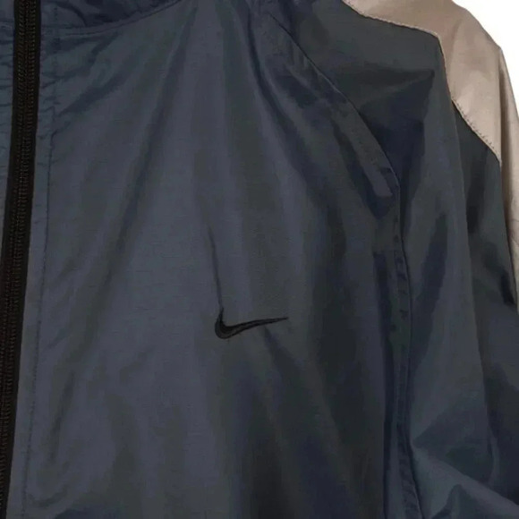 Nike Windbreaker  Jacket Blue Nylon Full Zip Reflective Stripes Size Large - Picture 2 of 12